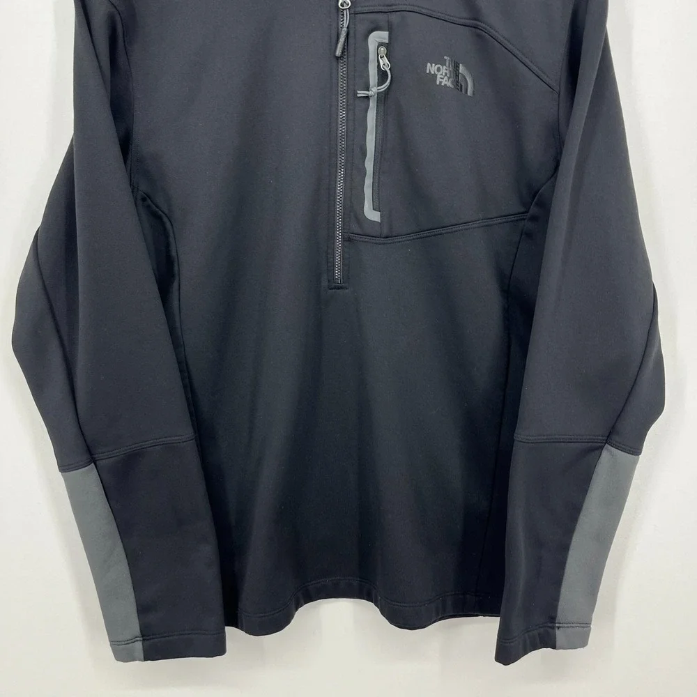 The North Face‎ 1/2 Zip Pullover Sweatshirt Men's L Black Zip Pocket TNF Logo